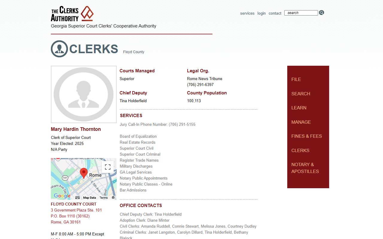 Rome deed records - Floyd County clerk