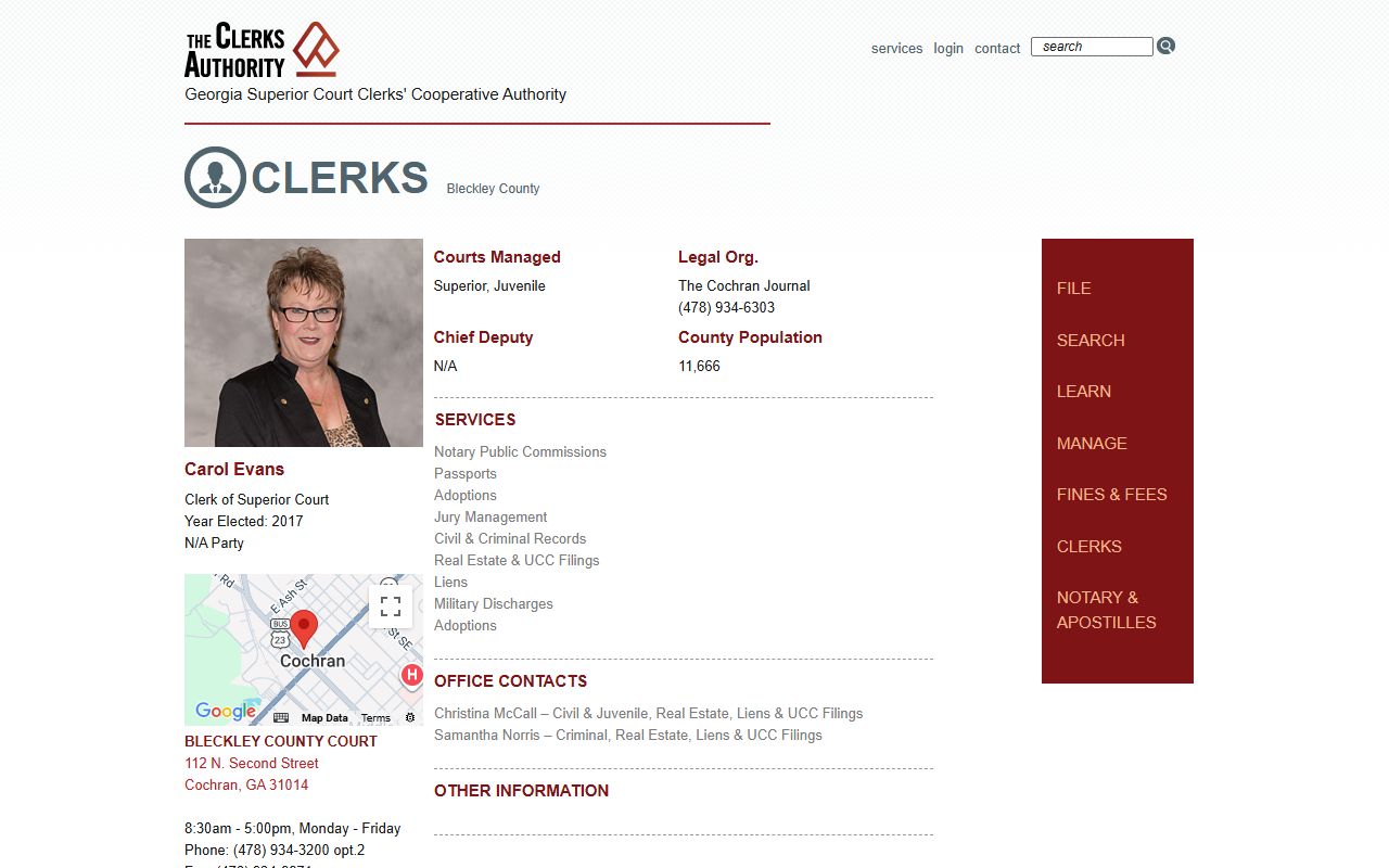 Bleckley County Clerk GSCCCA page