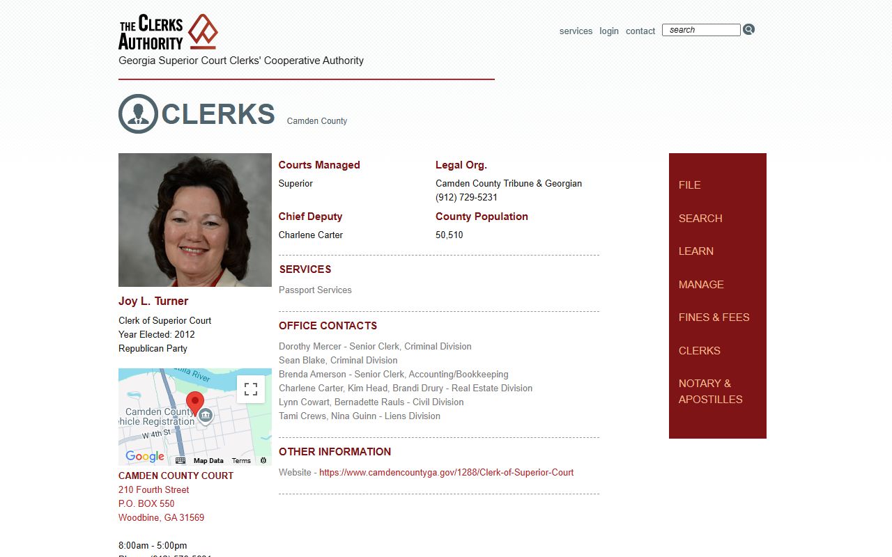 Camden County Clerk GSCCCA page
