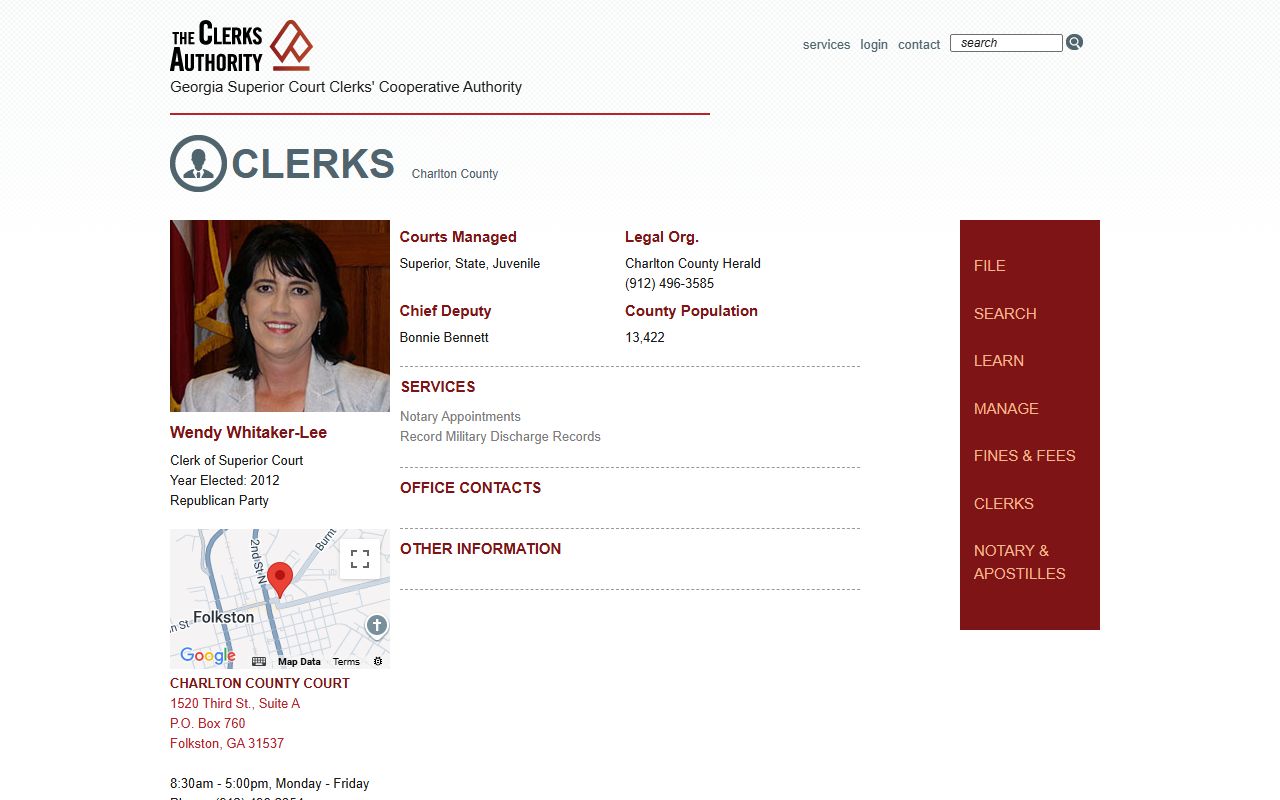 Charlton County Clerk GSCCCA page
