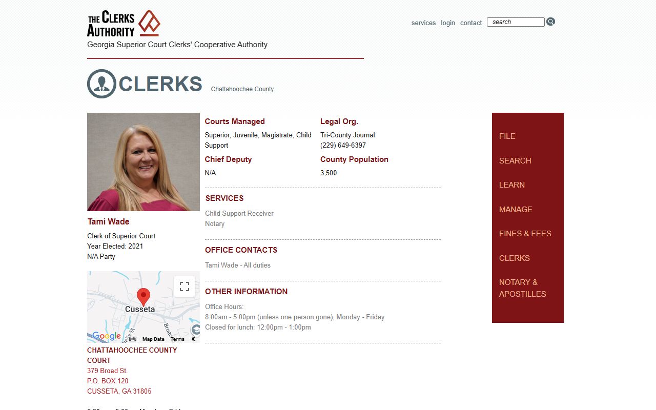 Chattahoochee County Clerk GSCCCA page