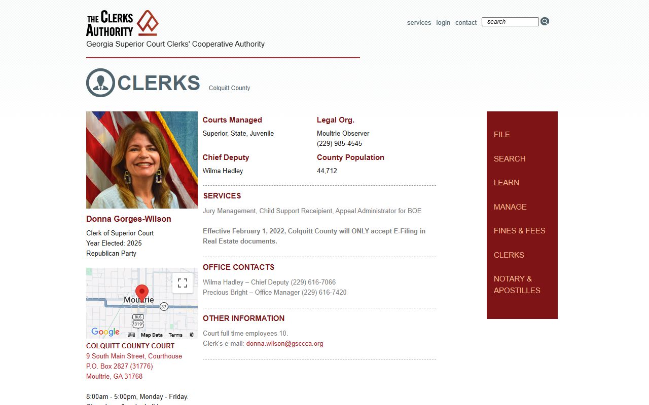 Colquitt County Clerk GSCCCA page