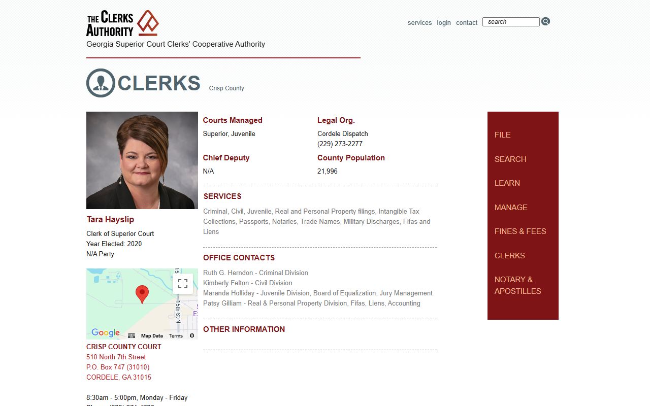 Crisp County Clerk GSCCCA page