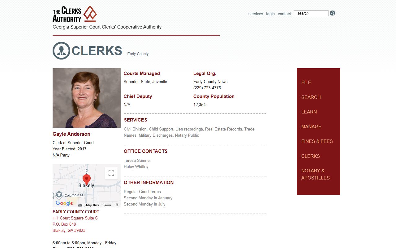 Early County Clerk GSCCCA page