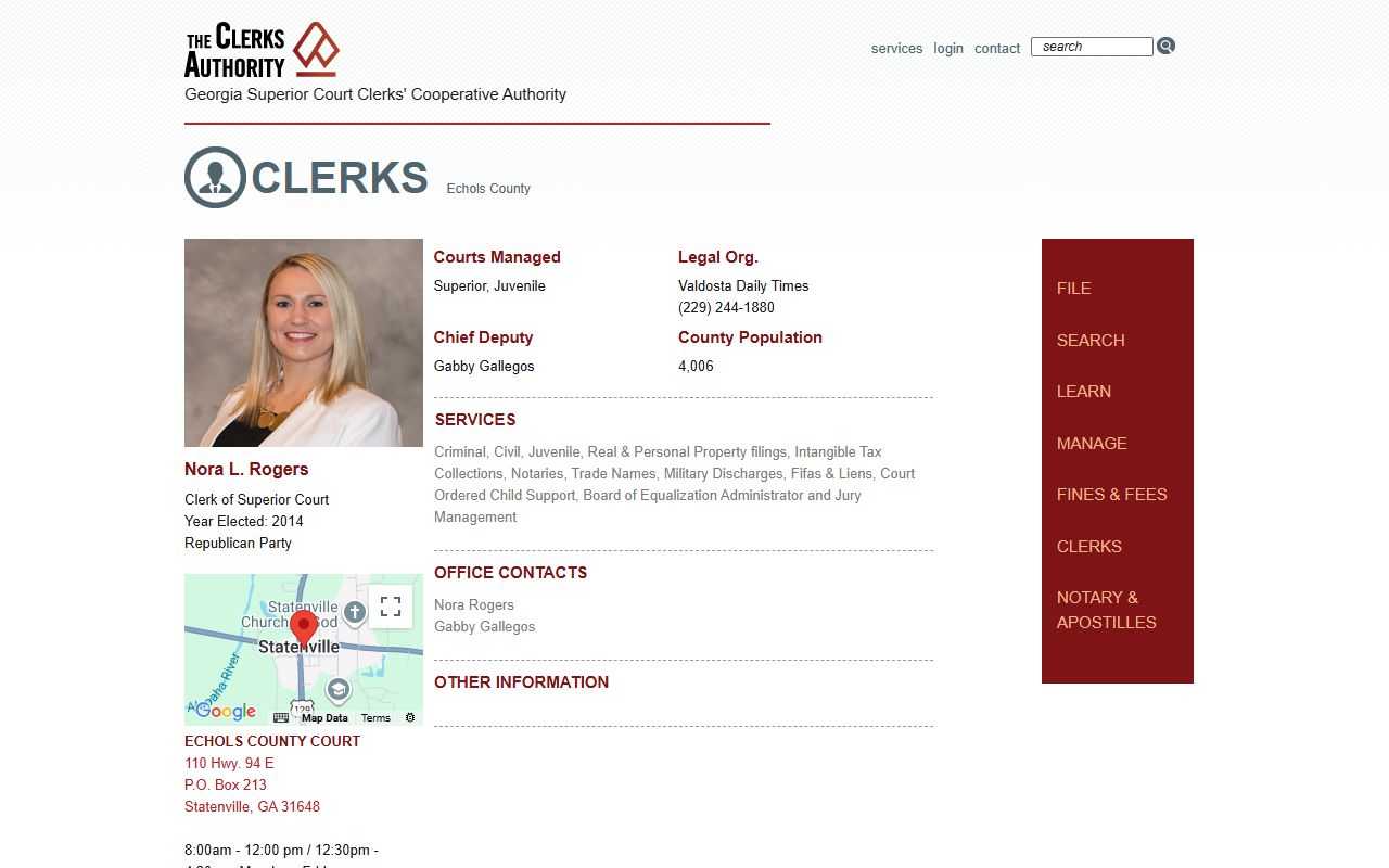 Echols County Clerk GSCCCA page