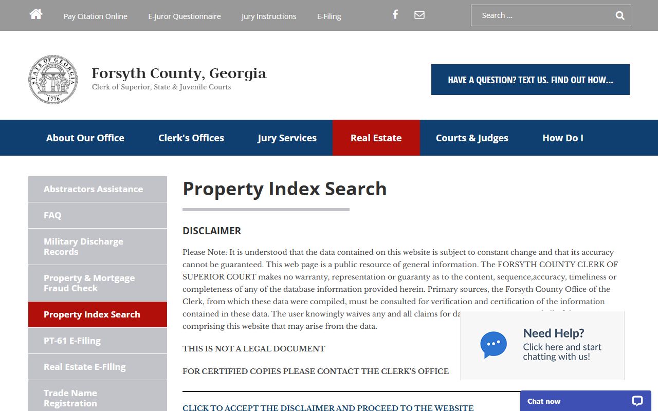 Forsyth County property index search