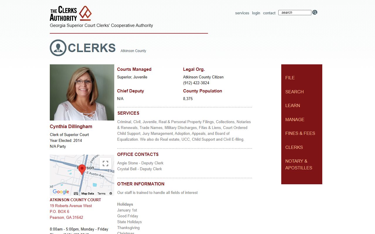 Atkinson County Clerk GSCCCA page
