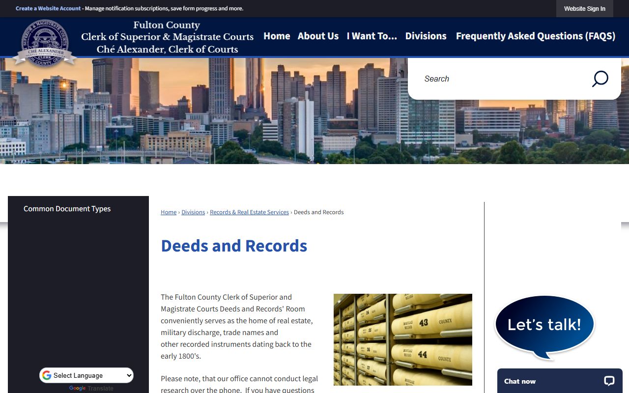 Fulton County deeds and records page