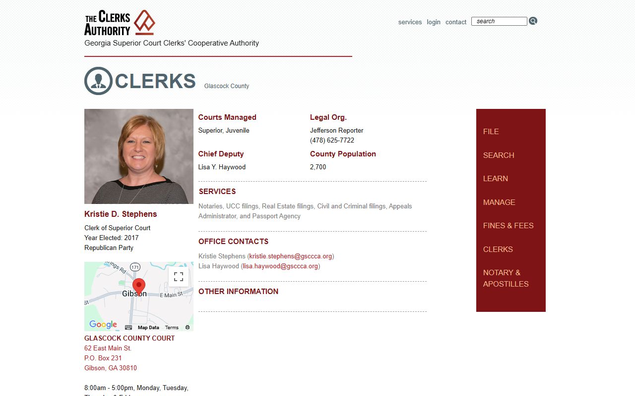 Glascock County Clerk GSCCCA page