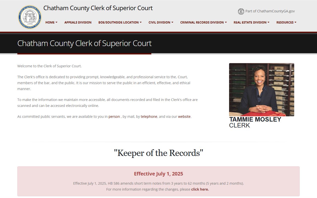 Chatham County Superior Court Clerk website