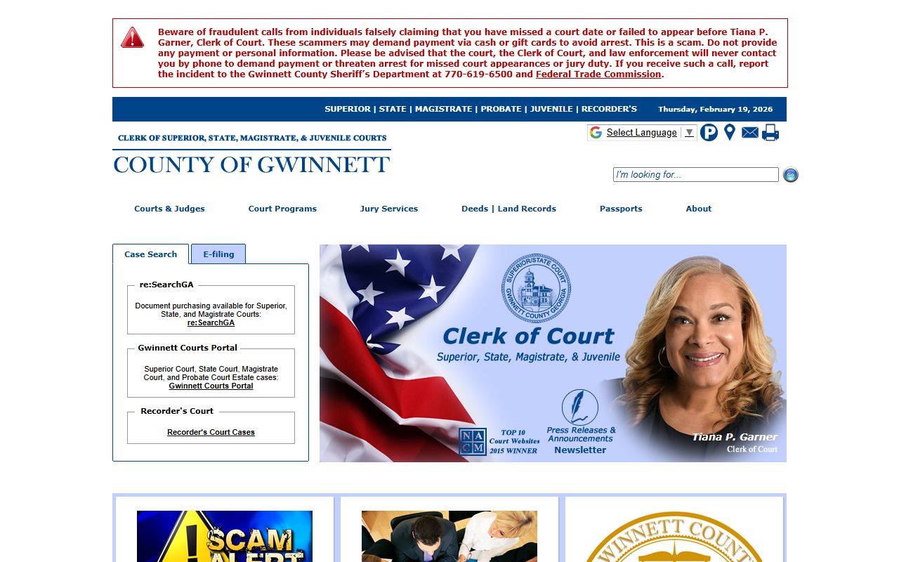 Gwinnett County courts website