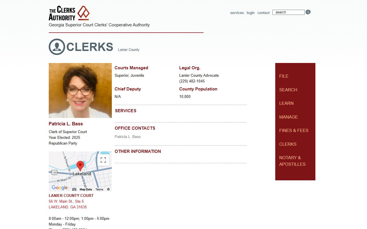 Lanier County Clerk GSCCCA page