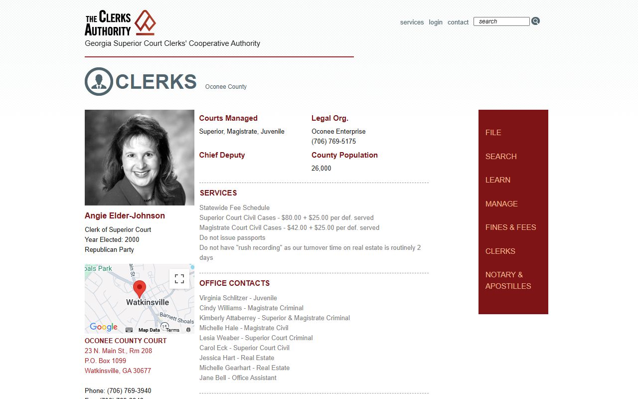 Oconee County Clerk GSCCCA page