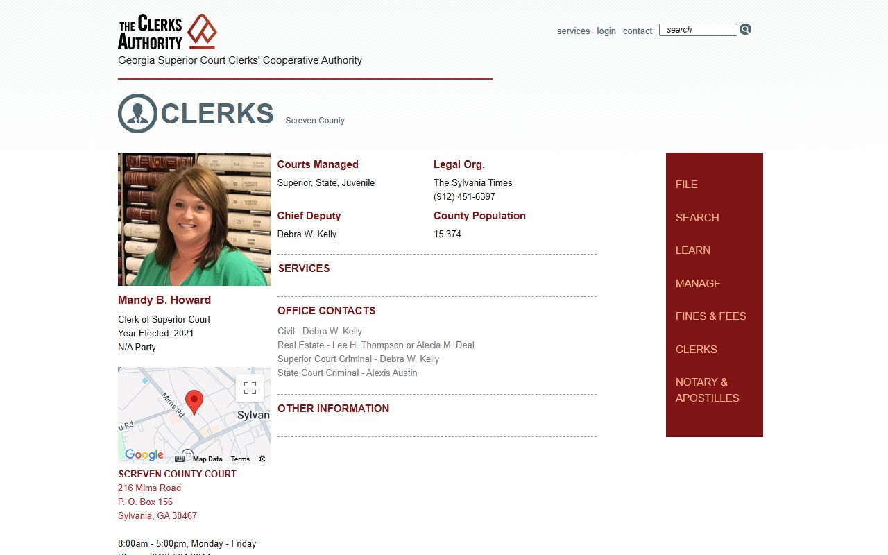 Screven County Clerk GSCCCA page