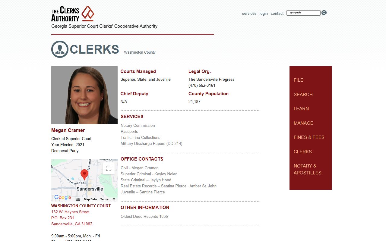 Washington County Clerk GSCCCA page