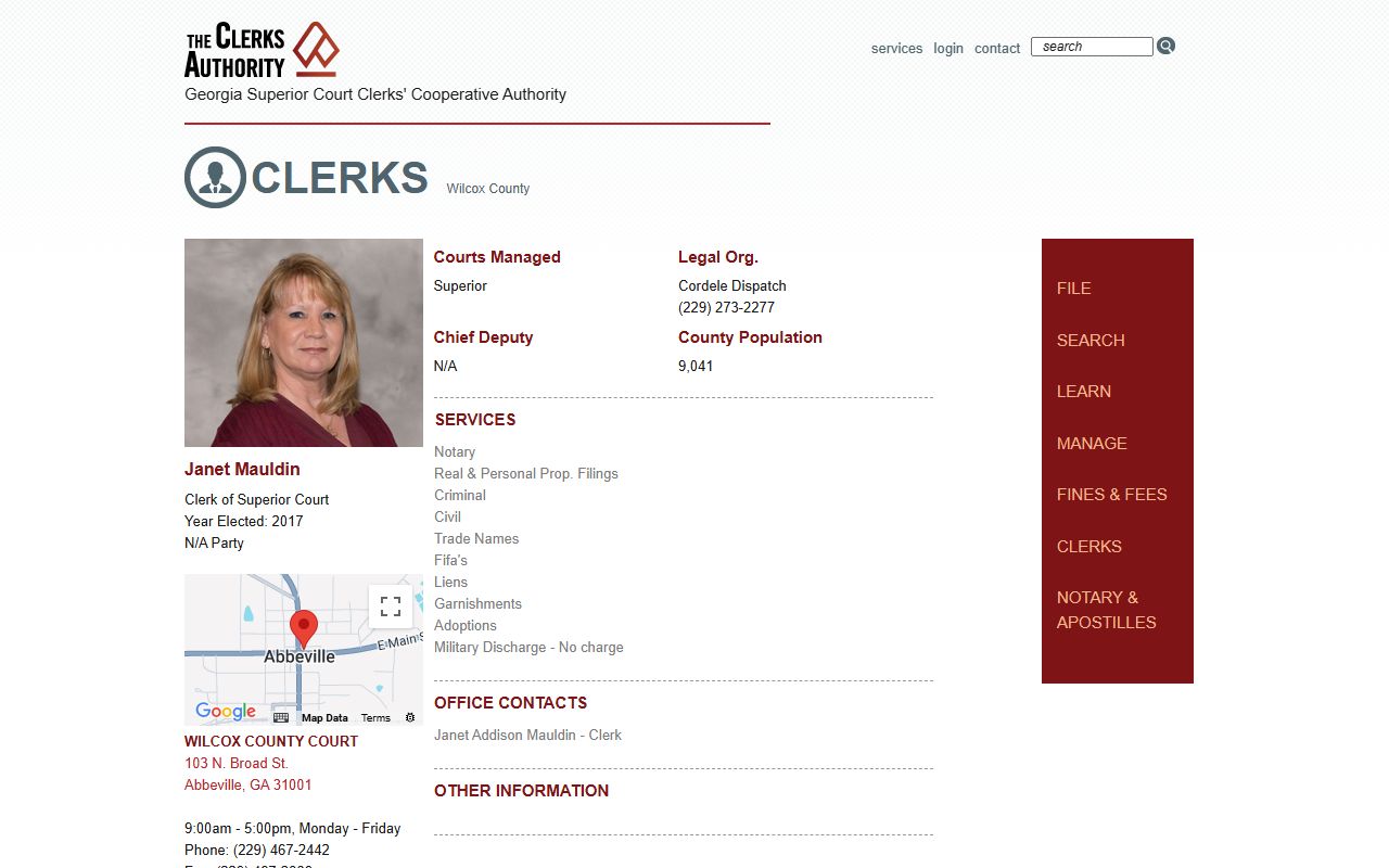 Wilcox County Clerk GSCCCA page