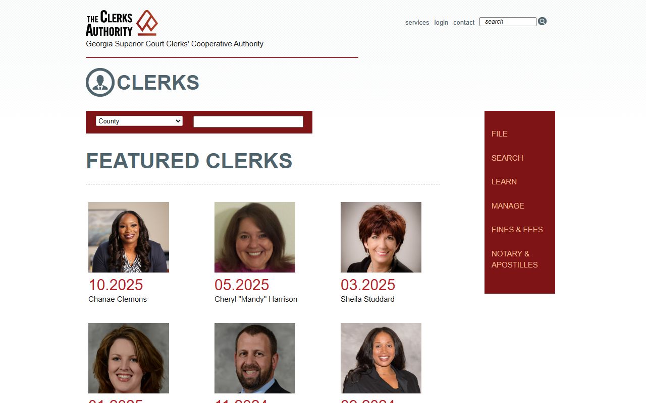 GSCCCA county clerks directory for all 159 Georgia counties