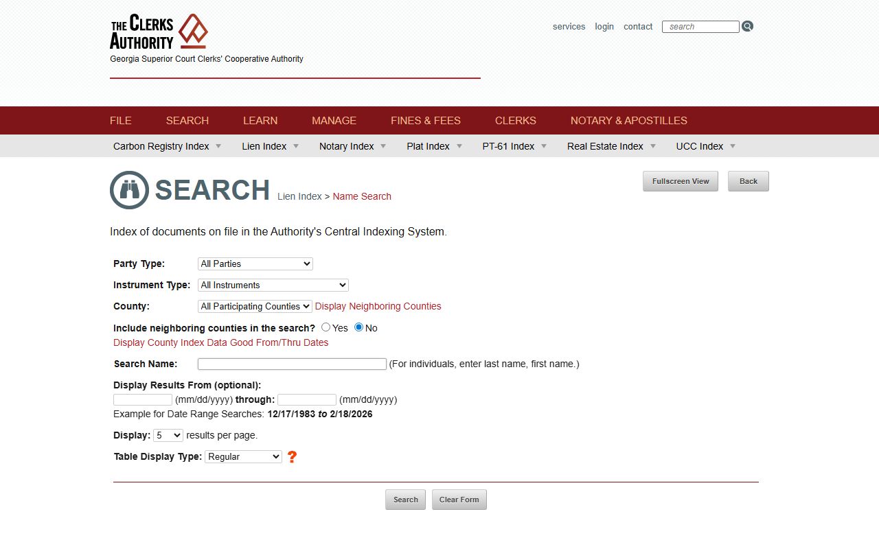 GSCCCA lien search for Georgia property deed records